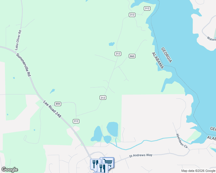 map of restaurants, bars, coffee shops, grocery stores, and more near 726 Williams Rd in Smiths Station
