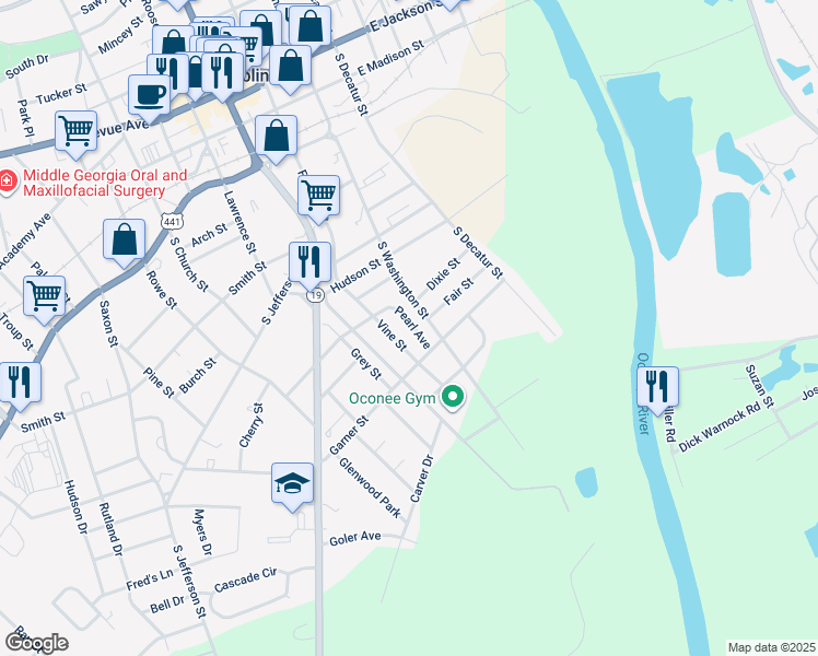 map of restaurants, bars, coffee shops, grocery stores, and more near 216 Pearl Avenue in Dublin