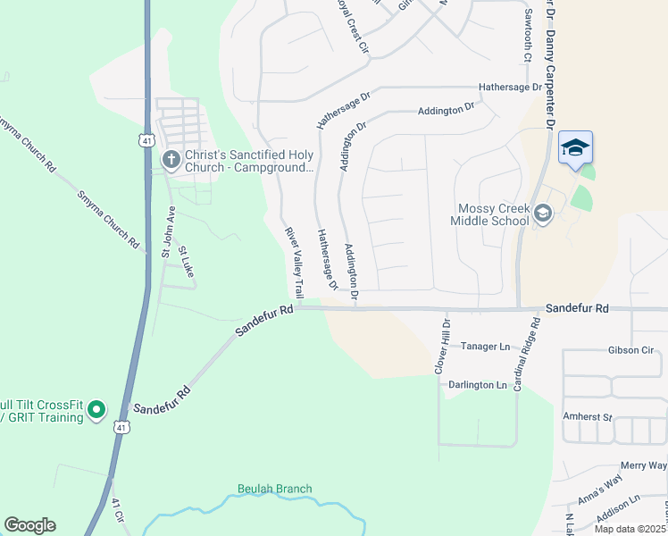 map of restaurants, bars, coffee shops, grocery stores, and more near 206 Hathersage Drive in Kathleen