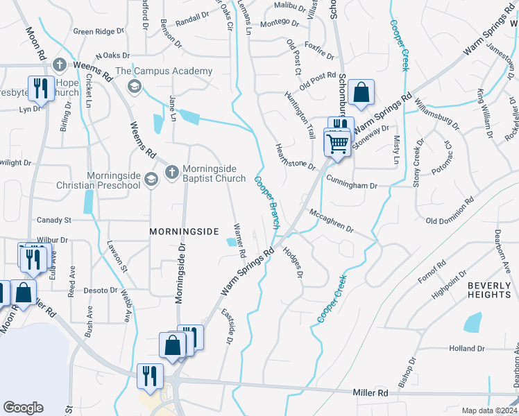 map of restaurants, bars, coffee shops, grocery stores, and more near 6052 Warm Springs Court in Columbus