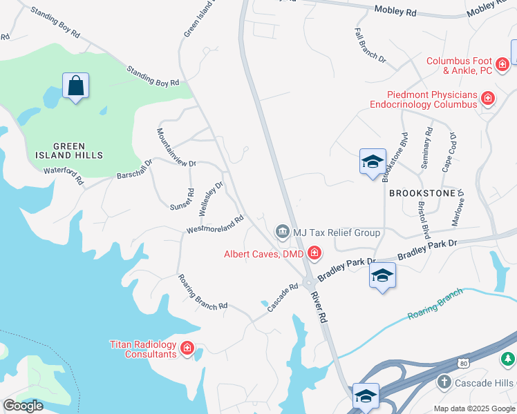 map of restaurants, bars, coffee shops, grocery stores, and more near 100 Westmoreland Road in Columbus