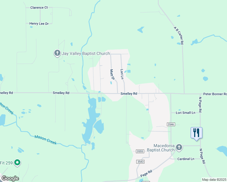 map of restaurants, bars, coffee shops, grocery stores, and more near 4025 Smelley Road in Longview