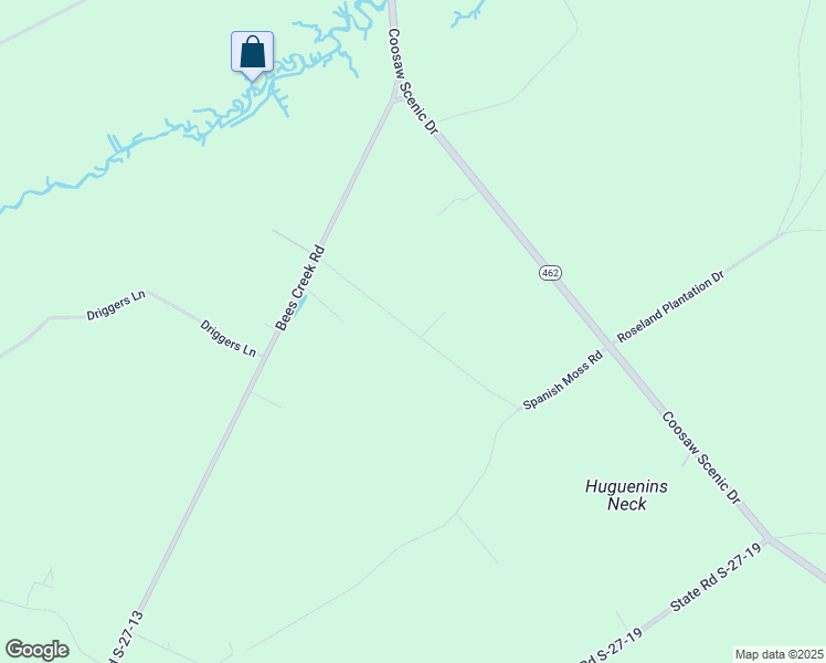 map of restaurants, bars, coffee shops, grocery stores, and more near Moultrie Plantation Road in Jasper County
