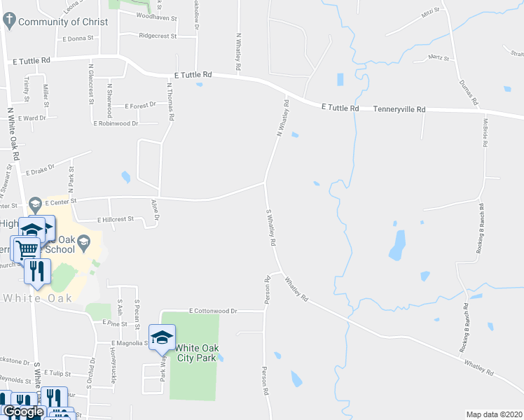 map of restaurants, bars, coffee shops, grocery stores, and more near 710 E Center St in White Oak