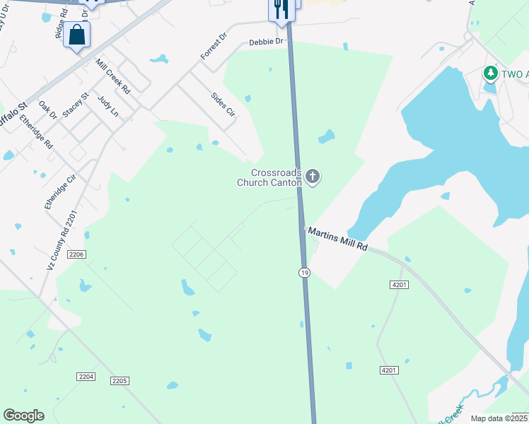 map of restaurants, bars, coffee shops, grocery stores, and more near 220 Burnett Trail in Canton