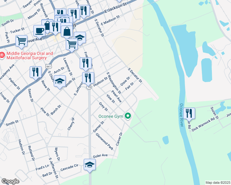 map of restaurants, bars, coffee shops, grocery stores, and more near 216 Pearl Avenue in Dublin