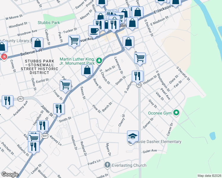 map of restaurants, bars, coffee shops, grocery stores, and more near 410 Smith Street in Dublin