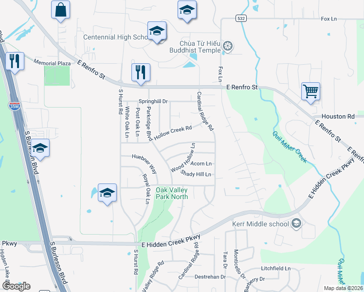 map of restaurants, bars, coffee shops, grocery stores, and more near 925 Glen Oak Drive in Burleson