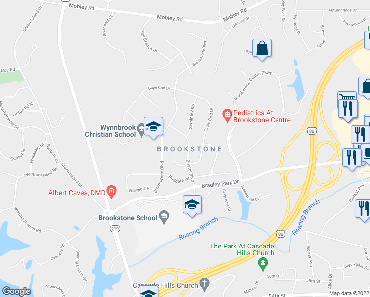 map of restaurants, bars, coffee shops, grocery stores, and more near 6127 Bristol Boulevard in Columbus
