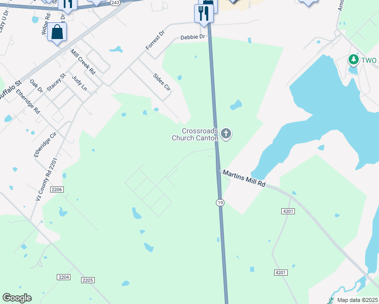 map of restaurants, bars, coffee shops, grocery stores, and more near 220 Burnett Trail in Canton