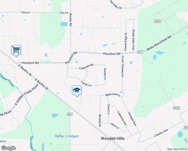 map of restaurants, bars, coffee shops, grocery stores, and more near 516 Oxbow Court in Burleson