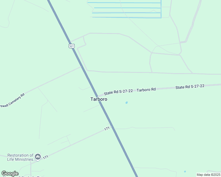 map of restaurants, bars, coffee shops, grocery stores, and more near State Road S-27-22 in Pineland