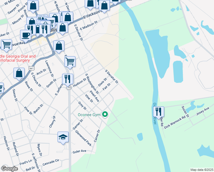map of restaurants, bars, coffee shops, grocery stores, and more near 511 Dixie Street in Dublin