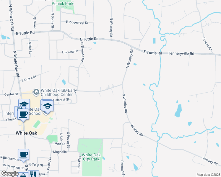 map of restaurants, bars, coffee shops, grocery stores, and more near 703 East 1/2 Center Street in White Oak