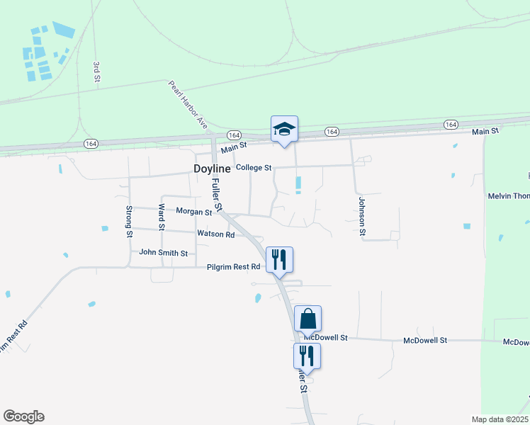 map of restaurants, bars, coffee shops, grocery stores, and more near 356 Green Tree Street in Doyline