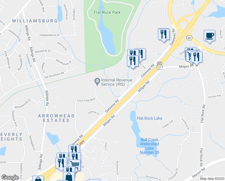 map of restaurants, bars, coffee shops, grocery stores, and more near 6347 Manchester Expressway in Columbus