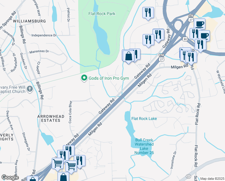 map of restaurants, bars, coffee shops, grocery stores, and more near 6 Trestlewood Drive in Columbus
