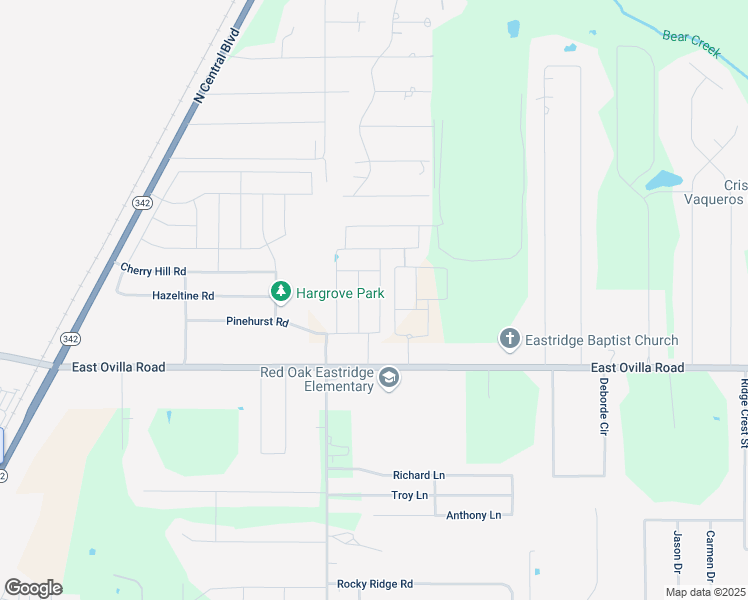 map of restaurants, bars, coffee shops, grocery stores, and more near 214 Camden Street in Red Oak