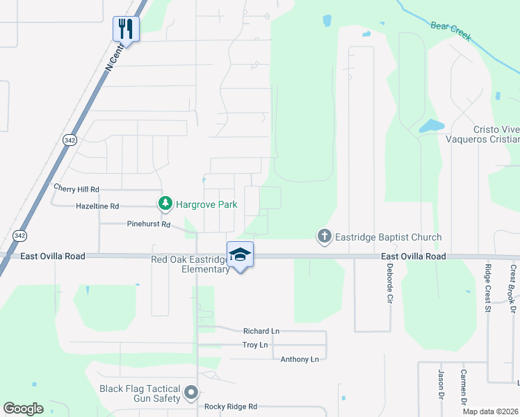 map of restaurants, bars, coffee shops, grocery stores, and more near 211 Douglas Street in Red Oak