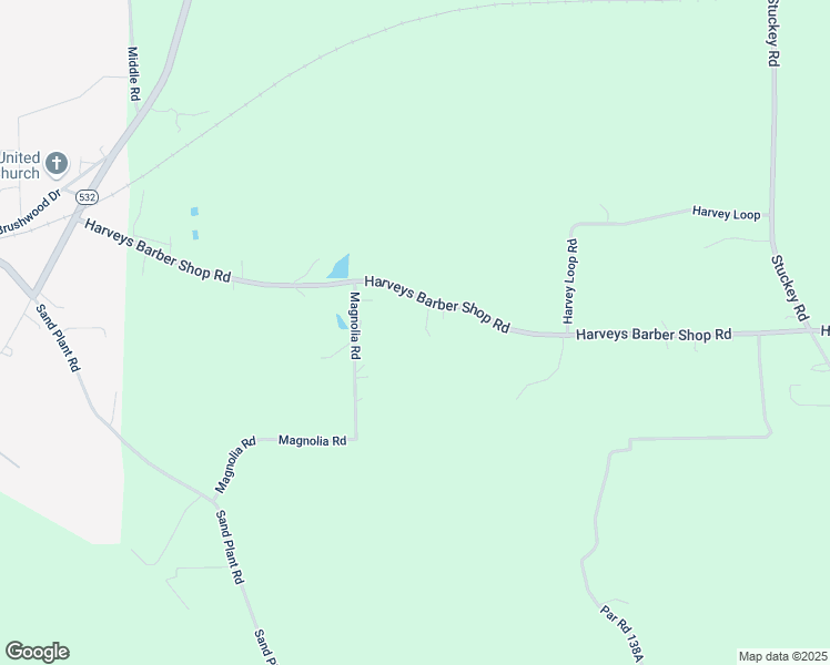 map of restaurants, bars, coffee shops, grocery stores, and more near 2095 Harveys Barber Shop Road in Dubberly