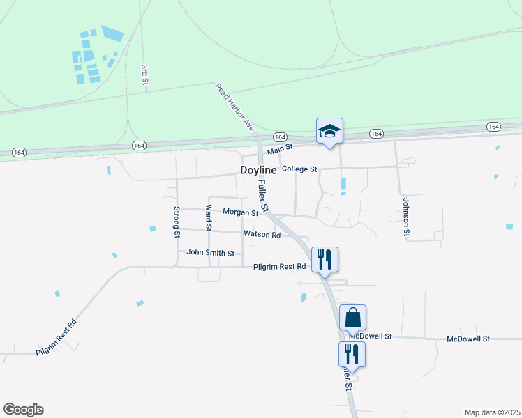 map of restaurants, bars, coffee shops, grocery stores, and more near 232 Fuller Street in Doyline