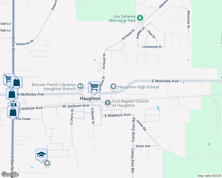map of restaurants, bars, coffee shops, grocery stores, and more near 210 East McKinley Avenue in Haughton