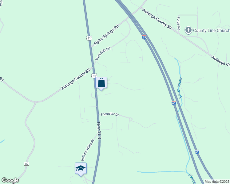 map of restaurants, bars, coffee shops, grocery stores, and more near 116 Saint Francis Place in Prattville