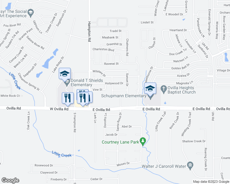 map of restaurants, bars, coffee shops, grocery stores, and more near 212 Los Angeles Drive in Glenn Heights