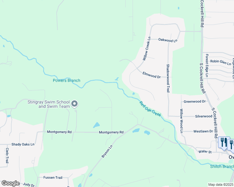 map of restaurants, bars, coffee shops, grocery stores, and more near 4526 Pecan Creek Drive in Midlothian