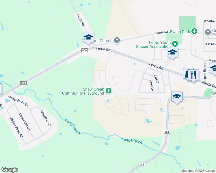 map of restaurants, bars, coffee shops, grocery stores, and more near in Ferris