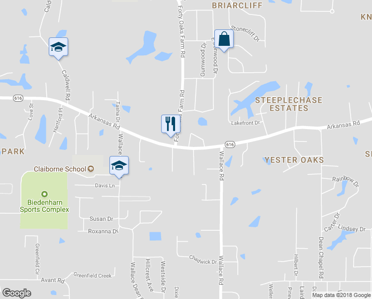 map of restaurants, bars, coffee shops, grocery stores, and more near 2469 Arkansas Road in West Monroe