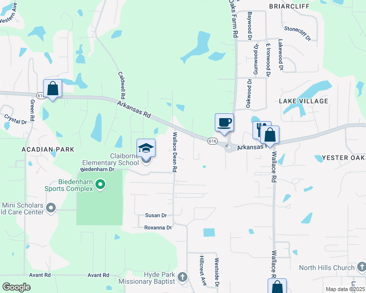 map of restaurants, bars, coffee shops, grocery stores, and more near 1120 Wallace Dean Road in West Monroe