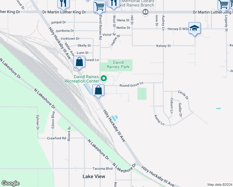 map of restaurants, bars, coffee shops, grocery stores, and more near 2948 Rosenwald Street in Shreveport