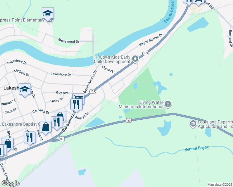 map of restaurants, bars, coffee shops, grocery stores, and more near 206 Curve Drive in Monroe