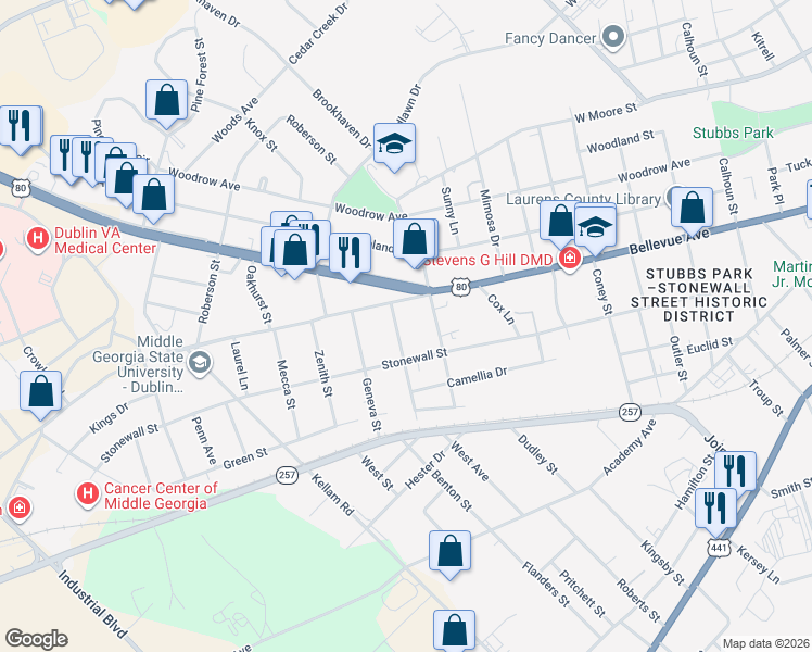 map of restaurants, bars, coffee shops, grocery stores, and more near 100-198 Lacross Street in Dublin