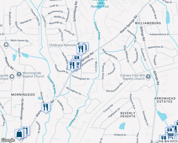 map of restaurants, bars, coffee shops, grocery stores, and more near 6218 Misty Court in Columbus