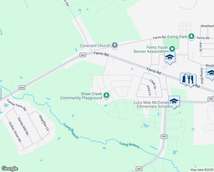 map of restaurants, bars, coffee shops, grocery stores, and more near 946 Clark Drive in Ferris