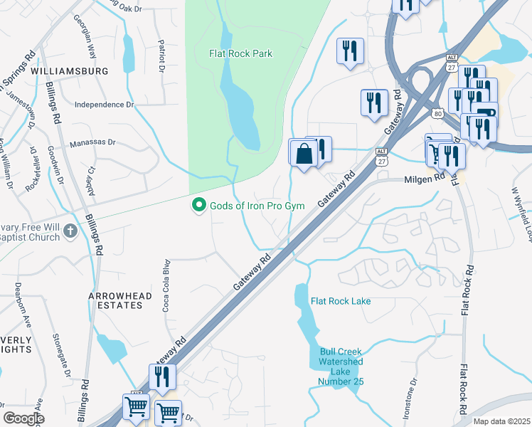 map of restaurants, bars, coffee shops, grocery stores, and more near 7116 Cross Tie Drive in Columbus