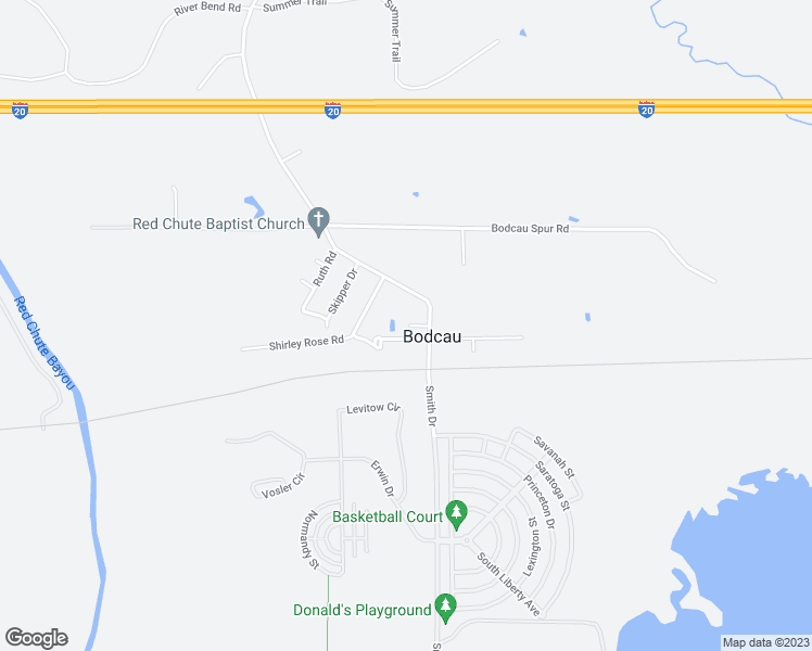 map of restaurants, bars, coffee shops, grocery stores, and more near 9 Burge Drive in Haughton