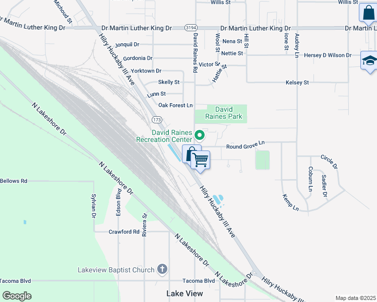 map of restaurants, bars, coffee shops, grocery stores, and more near 1510 David Raines Road in Shreveport
