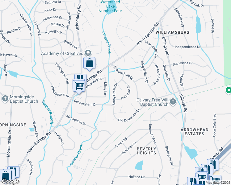 map of restaurants, bars, coffee shops, grocery stores, and more near 6203 Stony Creek Drive in Columbus