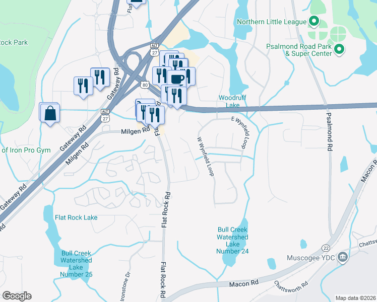 map of restaurants, bars, coffee shops, grocery stores, and more near 7103 Trellis Court in Columbus