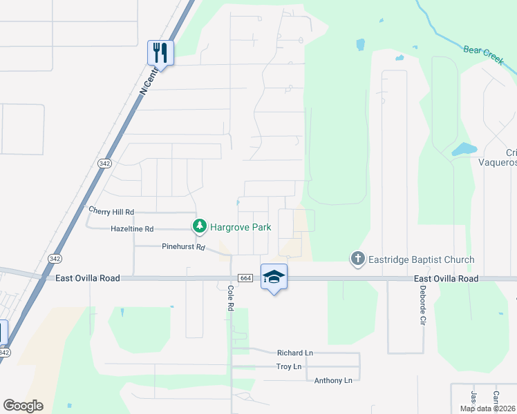 map of restaurants, bars, coffee shops, grocery stores, and more near 211 Douglas Street in Red Oak