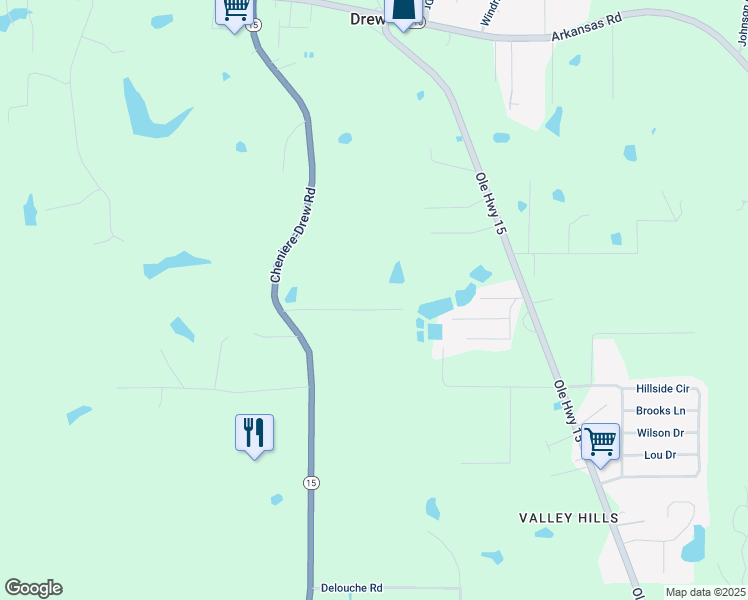 map of restaurants, bars, coffee shops, grocery stores, and more near 155 Azalea Lane in West Monroe