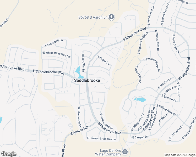 map of restaurants, bars, coffee shops, grocery stores, and more near 64453 East Wind Ridge Circle in Tucson