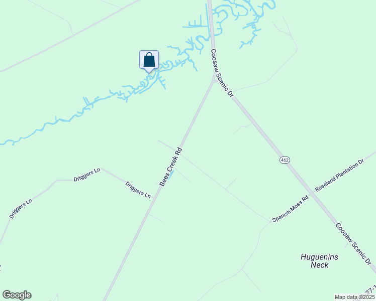 map of restaurants, bars, coffee shops, grocery stores, and more near Moultrie Plantation in Ridgeland