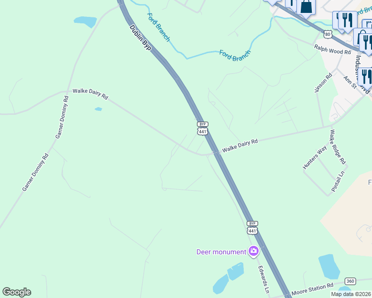 map of restaurants, bars, coffee shops, grocery stores, and more near 678 Walke Dairy Road in Dublin