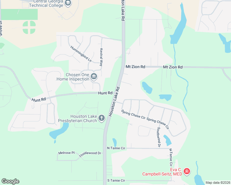 map of restaurants, bars, coffee shops, grocery stores, and more near 1601 South Houston Lake Road in Kathleen