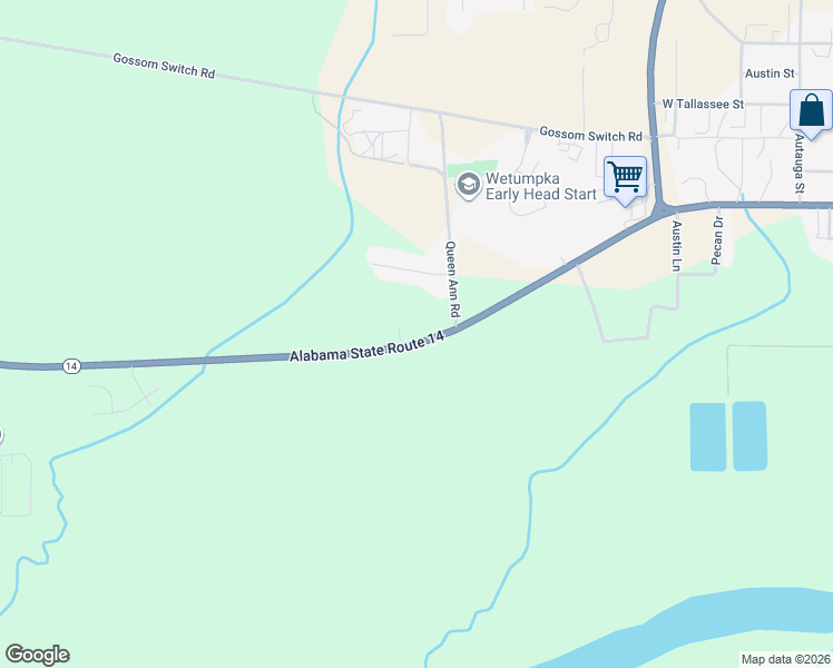 map of restaurants, bars, coffee shops, grocery stores, and more near 1749 Elmore Road in Wetumpka