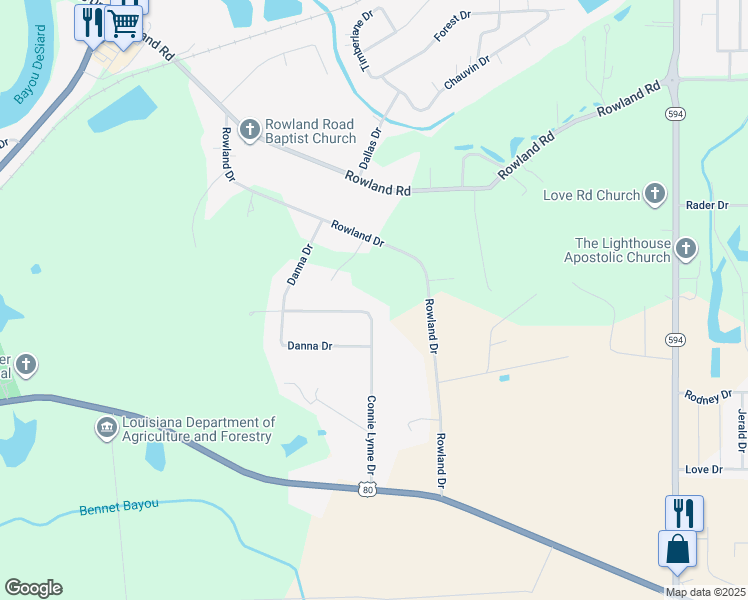 map of restaurants, bars, coffee shops, grocery stores, and more near 699 Connie Lynne Dr in Monroe
